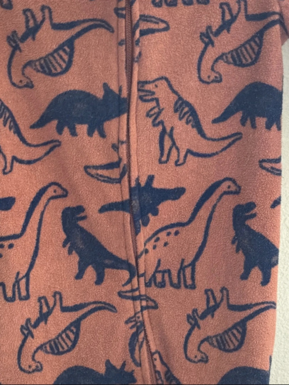 Carter's Rust Brown Footed One-Piece with Navy Dinosaur Print - Picture 2 of 2